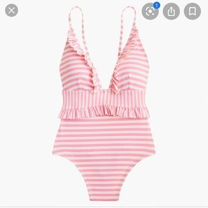 New w/o tags JCREW one piece pink white swimsuit